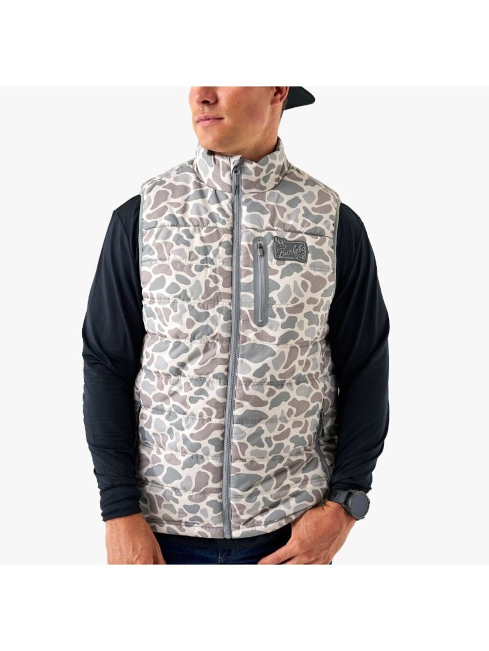 Burlebo Camo Puffer Deer Vest Water-Resistant UPF 50 Hunting Outdoor Mens Size S